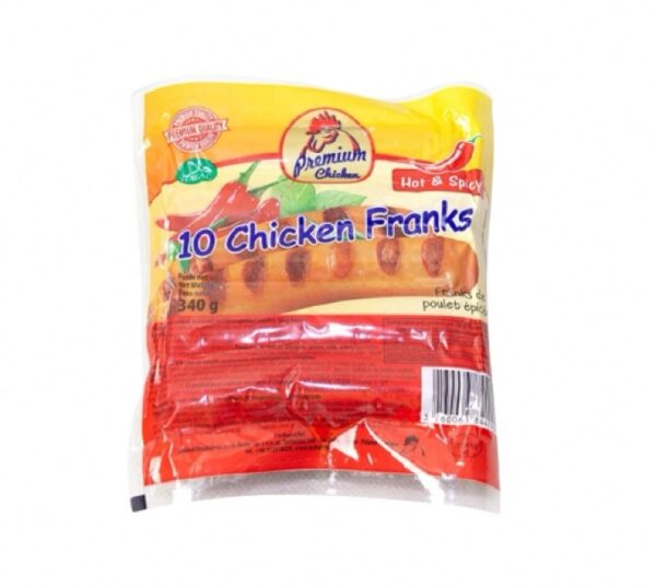 Chicken Franks Hot & Spice Sausage (x10) 340g