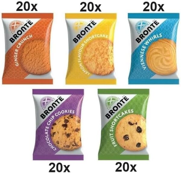 Brontë Biscuits 100 Mini Packs Variety Box (20 Packs of Five Different Flavours, 1 Biscuit Per Pack) - Image 3